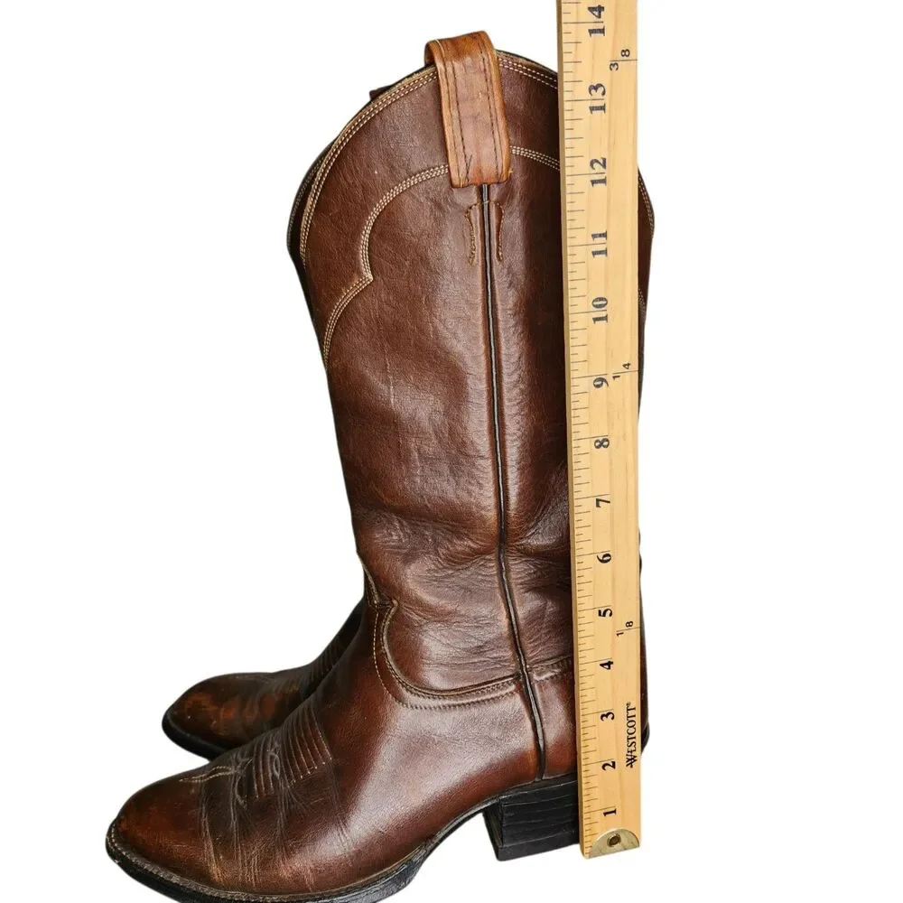 Vintage Tony Lama Mens 5084 Brown Leather Western Cowboy Boots Size 6.5 EE USA